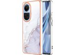Custodia Per Oppo Reno10 5G, Sottile Marmo Antiurto Morbido Tpu Custodia Paraurti Bianco