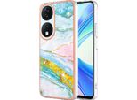Custodia Per Honor X7B, Sottile Marmo Antiurto Custodia Morbida Tpu Paraurti Turchese