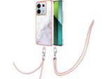 Custodia Con Cinturino Per Xiaomi Redmi Note 13 Pro 5G, Paraurti In Tpu Morbido, Custodia Protettiva, Con Cinturino Regolabile Bianco