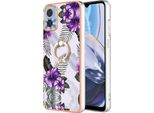 Custodia Per Motorola Moto E22, Custodia Protettiva In Silicone Tpu A Fantasia Con Supporto Ad Anello Viola