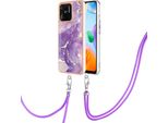 Custodia Con Cinturino Per Xiaomi Redmi 10C, Paraurti In Tpu Morbido, Custodia Protettiva, Con Cinturino Regolabile Viola