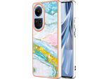 Custodia Per Oppo Reno10 5G, Sottile Marmo Antiurto Custodia Morbida Tpu Paraurti Turchese