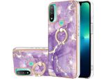 Custodia In Marmo Per Motorola Moto E20/E30/E40, Custodia Protettiva In Silicone Tpu Con Supporto Ad Anello Colorato