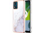 Custodia Per Motorola Moto E13, Sottile Marmo Antiurto Morbido Tpu Paraurti Bianco