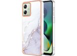Custodia Per Motorola Moto G54, Sottile Marmo Antiurto Custodia Morbida Tpu Paraurti Bianco
