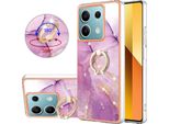 Custodia In Marmo Per Xiaomi Redmi Note 13 5G, Custodia Protettiva In Silicone Tpu Con Supporto Ad Anello Viola