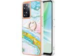 Custodia Marble Per Oneplus Nord N300, Custodia Protettiva In Silicone Tpu Con Supporto Ad Anello Blu