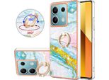 Custodia In Marmo Per Xiaomi Redmi Note 13 5G, Custodia Protettiva In Silicone Tpu Con Supporto Ad Anello Blu