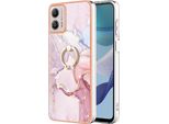 Custodia Marble Per Motorola Moto G53, Custodia Protettiva In Silicone Tpu Con Supporto Ad Anello Grigio