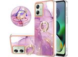 Custodia Marble Per Motorola Moto G54, Custodia Protettiva In Silicone Tpu Con Supporto Ad Anello Viola