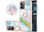Custodia Marble Per Motorola Moto G14, Custodia Protettiva In Silicone Tpu Con Supporto Ad Anello Blu