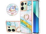 Custodia In Marmo Per Xiaomi Redmi Note 13 4G, Custodia Protettiva In Silicone Tpu Con Supporto Ad Anello Blu