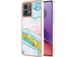 Custodia Per Motorola Moto G84, Sottile Marmo Antiurto Custodia Morbida Tpu Paraurti Turchese