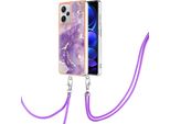 Custodia Con Cinturino Per Xiaomi Redmi Note 12 Pro+, Paraurti In Tpu Morbido, Custodia Protettiva, Con Cinturino Regolabile Viola