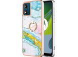 Custodia Marble Per Motorola Moto E13, Custodia Protettiva In Silicone Tpu Con Supporto Ad Anello Blu