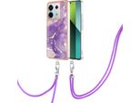 Custodia Con Cinturino Per Xiaomi Redmi Note 13 Pro 5G, Paraurti In Tpu Morbido, Custodia Protettiva, Con Cinturino Regolabile Viola