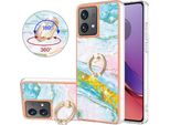Custodia Marble Per Motorola Moto G84, Custodia Protettiva In Silicone Tpu Con Supporto Ad Anello Blu