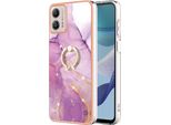 Custodia Marble Per Motorola Moto G53, Custodia Protettiva In Silicone Tpu Con Supporto Ad Anello Viola