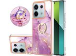 Custodia In Marmo Per Xiaomi Redmi Note 13 Pro 5G, Custodia Protettiva In Silicone Tpu Con Supporto Ad Anello Viola