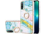 Custodia Marble Per Motorola Moto E20/E30/E40, Custodia Protettiva In Silicone Tpu Con Supporto Ad Anello Blu