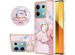 Custodia In Marmo Per Xiaomi Redmi Note 13 5G, Custodia Protettiva In Silicone Tpu Con Supporto Ad Anello Grigio