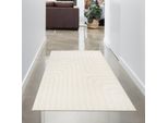 Tappeto Da Salotto Con Motivo A Linee E Design Scintillante In Color Crema Dimensioni - 80 X 300 Cm
