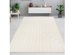 Tappeto Da Salotto Con Motivo A Linee E Design Scintillante In Color Crema Dimensioni - 160 X 220 Cm