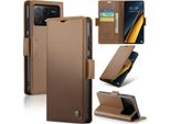 Xiaomi Poco X6 Pro Case, Rfid Blocking Card, Advanced Flip Custodia In Pelle Con Funzione Stand Per Xiaomi Poco X6 Pro /Redmi K70E Brown