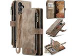 Custodia Galaxy A55, Flip Pelle Zip Stand Funzione Custodia Protettiva Per Samsung Galaxy A55 Marrone