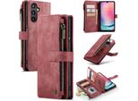 Custodia Galaxy A24 4G, Flip Pelle Zip Stand Funzione Custodia Protettiva Per Samsung Galaxy A24 4G Rosso