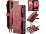 Custodia Galaxy A25, Flip Pelle Zip Stand Funzione Custodia Protettiva Per Samsung Galaxy A25 Rosso
