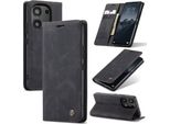 Xiaomi Poco M6 Pro 4G Custodia, Retro Custodia In Finto Cuoio Con Funzione Stand Per Xiaomi Redmi Note 13 Pro 4G/Poco M6 Pro 4G Nero