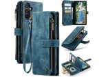Custodia Galaxy A15, Custodia In Finto Cuoio Con Cerniera, Chiusura Magnetica, Tasca Per Carte, Supporto, Portafoglio, Custodia Protettiva Per Samsung Galaxy A15 Blu