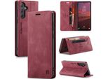 Custodia Galaxy A55, Custodia Retrò In Finto Cuoio, Supporto E Custodia Protettiva Per Samsung Galaxy A55 Rosso