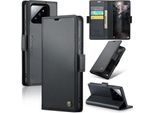 Xiaomi 14 Case, Rfid Blocking Card, Advanced Flip Custodia In Pelle Con Funzione Stand Per Xiaomi 14 Nero