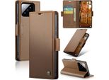 Xiaomi 14 Pro Case, Rfid Blocking Card, Advanced Flip Custodia In Pelle Con Funzione Stand Per Xiaomi 14 Pro Brown