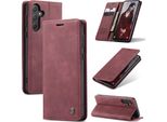 Custodia Galaxy A55, Custodia Retrò In Finto Cuoio Con Funzione Stand Per Samsung Galaxy A55 5G Rosso