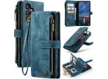 Custodia Galaxy A55, Custodia In Finto Cuoio Con Cerniera, Chiusura Magnetica, Tasca Per Carte, Supporto, Portafoglio, Custodia Protettiva Per Samsung Galaxy A55 Blu