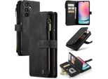 Custodia Galaxy A24 4G, Custodia In Finto Cuoio Con Cerniera, Chiusura Magnetica, Tasca Per Carte, Supporto, Portafoglio, Custodia Protettiva Per Samsung Galaxy A24 4G Nero