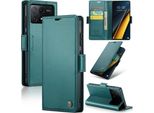 Xiaomi Poco X6 Pro Case, Rfid Blocking Card, Advanced Flip Custodia In Pelle Con Funzione Stand Per Xiaomi Poco X6 Pro /Redmi K70E Verde
