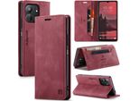 Custodia Redmi 13C, Retro Custodia In Finto Cuoio, Supporto E Custodia Protettiva Per Xiaomi Redmi 13C/Poco C65 Rosso