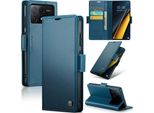 Xiaomi Poco X6 Pro Case, Rfid Blocking Card, Advanced Flip Custodia In Pelle Con Funzione Stand Per Xiaomi Poco X6 Pro /Redmi K70E Blu