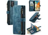Custodia Galaxy A23, Flip Pelle Zip Stand Funzione Custodia Protettiva Per Samsung Galaxy A23 Blu