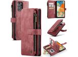 Custodia Galaxy A23, Custodia In Finto Cuoio Con Cerniera, Chiusura Magnetica, Tasca Per Carte, Supporto, Portafoglio, Custodia Protettiva Per Samsung Galaxy A23 Rosso