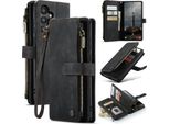 Custodia Galaxy A55, Custodia In Finto Cuoio Con Cerniera, Chiusura Magnetica, Tasca Per Carte, Supporto, Portafoglio, Custodia Protettiva Per Samsung Galaxy A55 Nero