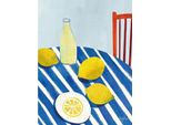 Henry Rivers - Leinwanddruck "Lemonade"" PM10401 (50 Cm X 40 Cm) (Blau/Weiß/Gelb)"