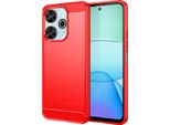 Custodia Per Xiaomi Redmi 13 4G In Silicone Tpu Morbido, Fibra Di Carbonio, Custodia Protettiva Antiurto Rossa
