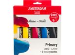 Set Di Miscelazione Per Colori Acrilici Amsterdam Serie Standard Colori Primari | 5 X 120 Ml + 3 Tappi Dosatori