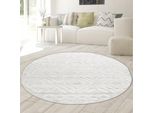 Tappeto Da Salotto Boho Con Rombi E Cerchi In Color Crema Dimensioni - 160 Cm Rotondo