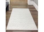Tappeto Da Salotto Boho Con Rombi E Cerchi In Color Crema Dimensioni - 80 X 150 Cm